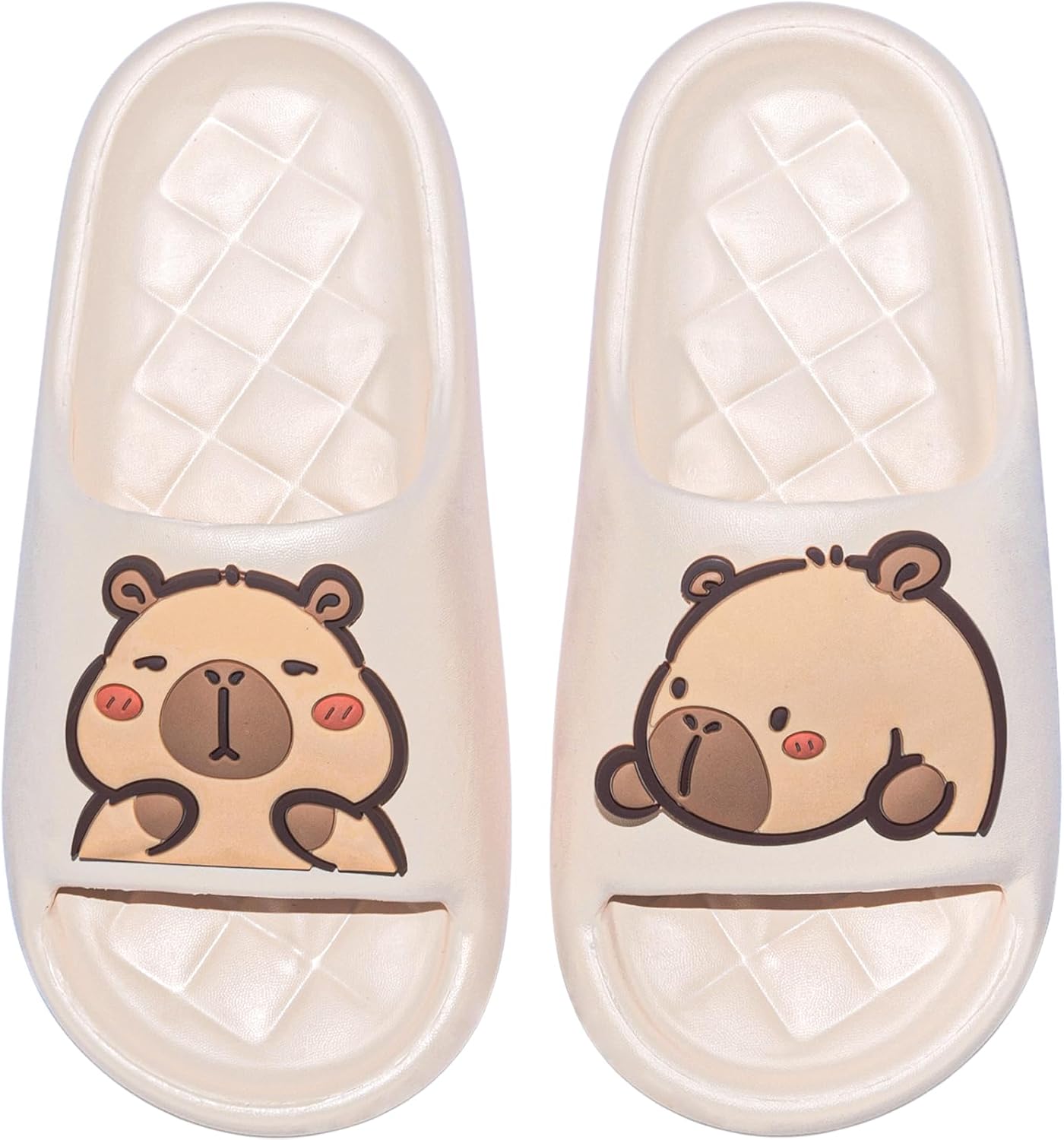 

Мужские и женские шлепанцы XIXITIAO с капибарой, милые тапочки с изображением капибары, нескользящие быстро сохнущие обувь для душа, летние забавные открытые шлепанцы, белый