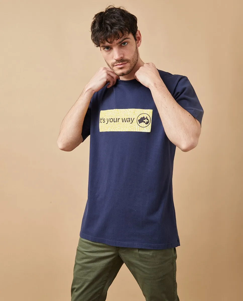 

Мужская футболка с трафаретным принтом «It’s your way» спереди Altonadock, темно-синий