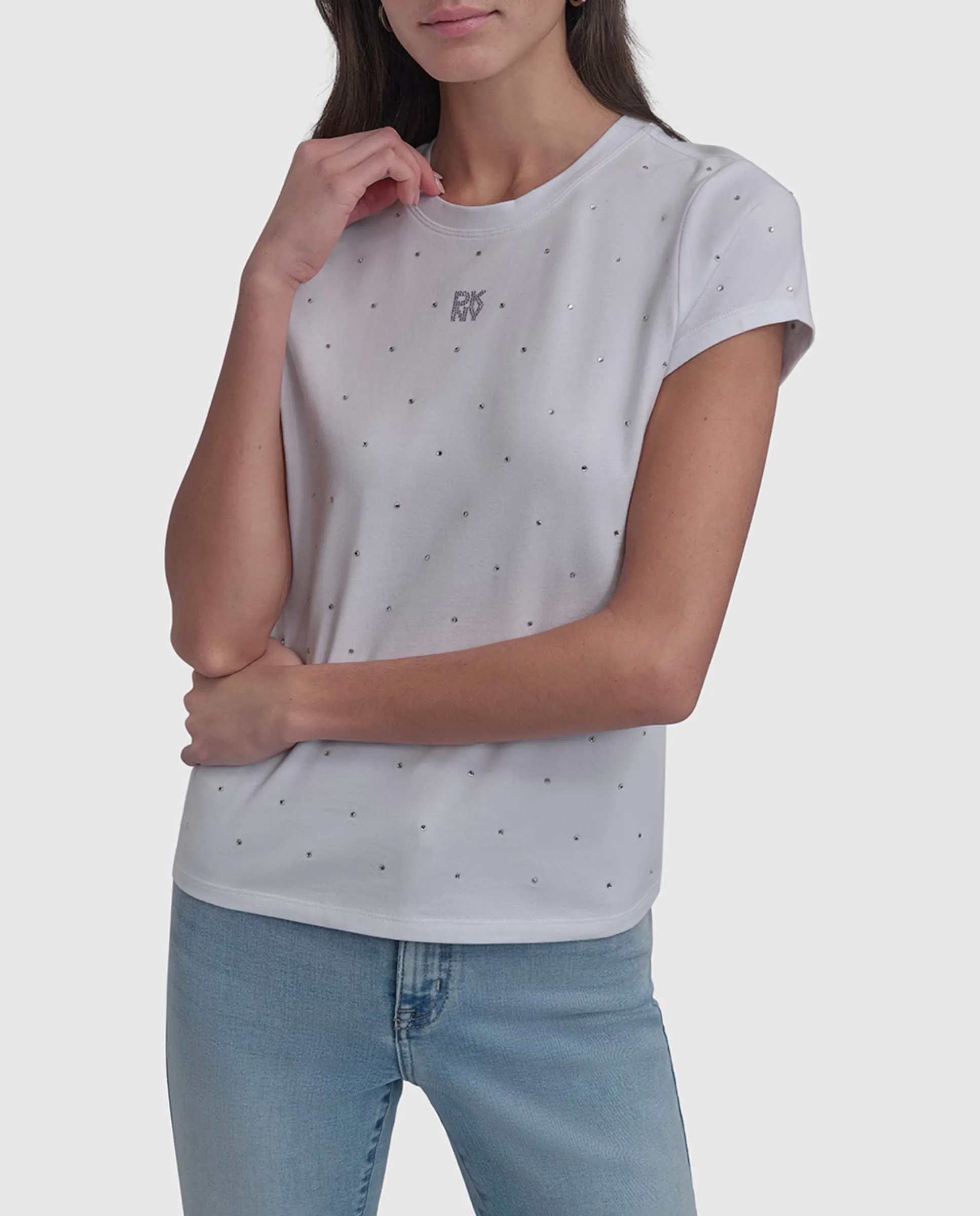 

Женская футболка с коротким рукавом и круглым вырезом Dkny Jeans, белый