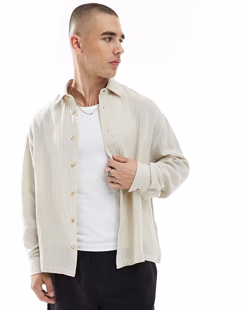 

Рубашка ASOS DESIGN из фактурной ткани, обычного цвета