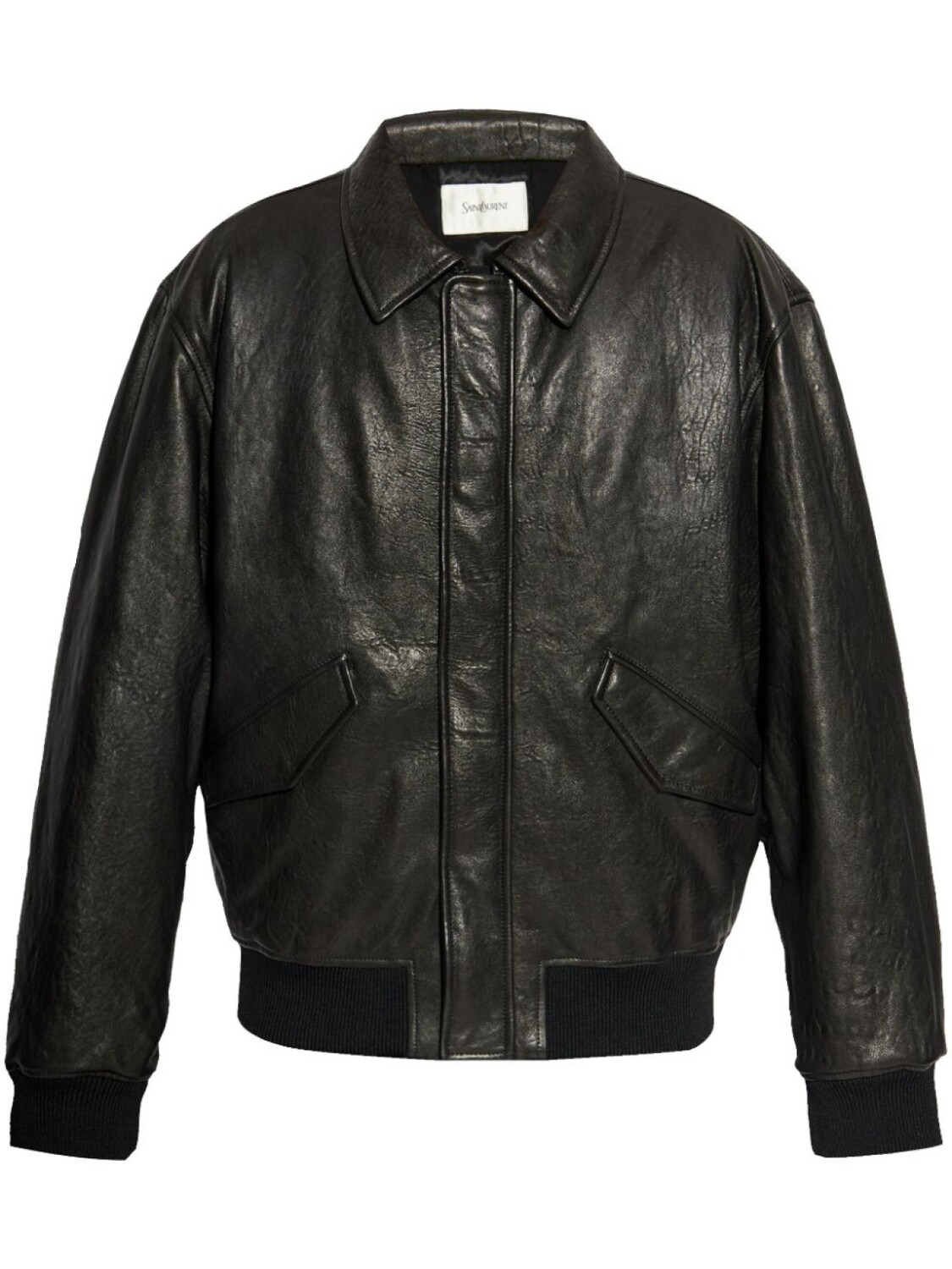 

Saint Laurent кожаная куртка-бомбер, черный