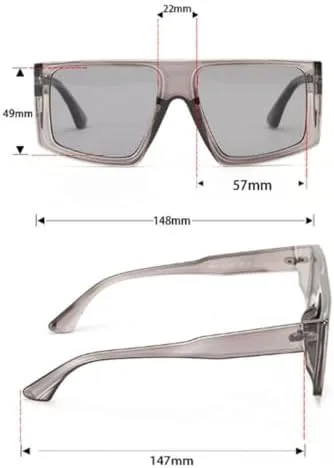 

Крупные квадратные солнцезащитные очки для женщин, модные мужские солнцезащитные очки в крупной оправе, желейного цвета, винтажные очки MTZJH, Clear Grey