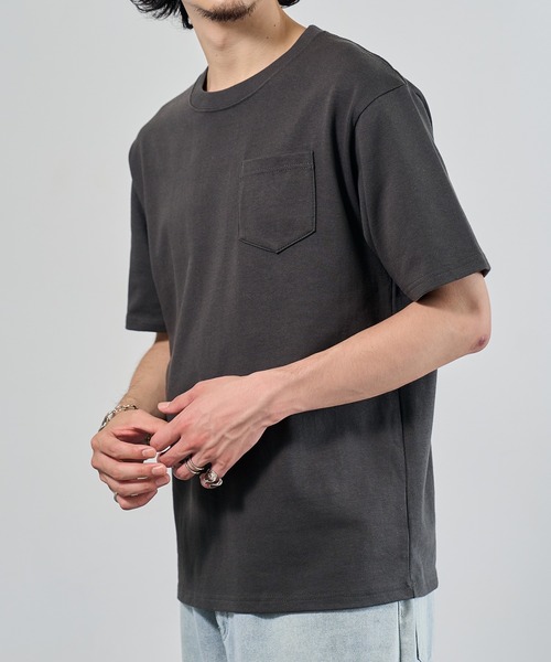 

Футболка из сверхплотной ткани с карманом LIFEMAX, угольно-серый