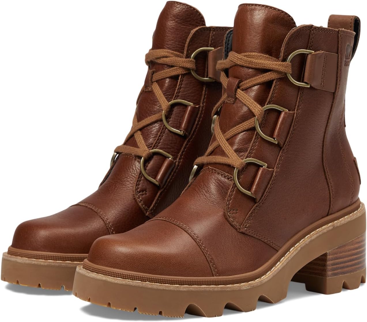 Ботинки женские SOREL Joan Now кожаные на блочном каблуке, коричневый