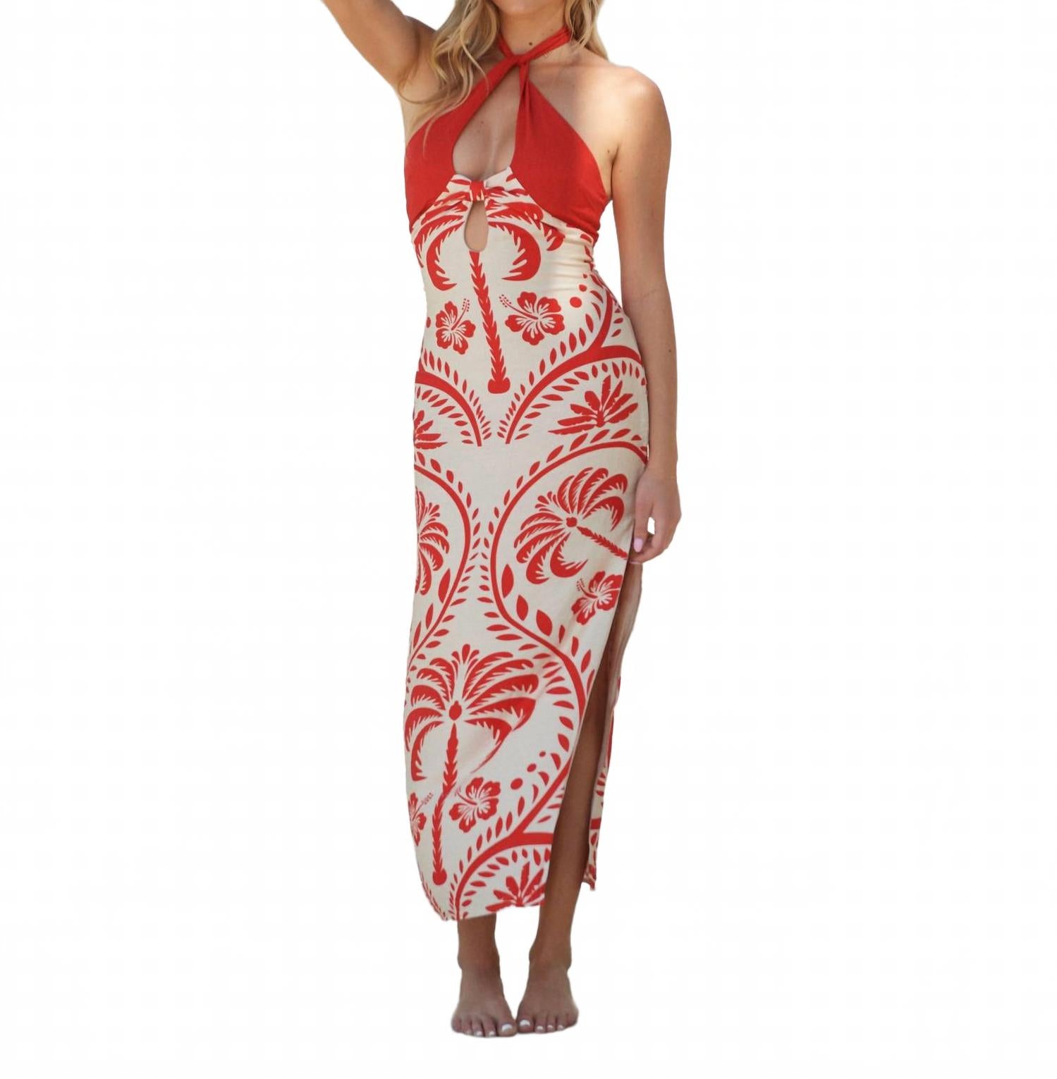 

Runaway the Label Платье-миди Isla оранжево-белого цвета