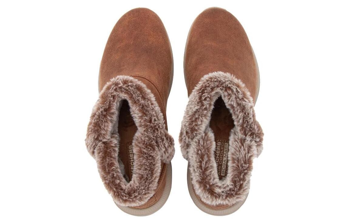 Женские ботинки Skechers низкие с мехом, коричневый — фото 2