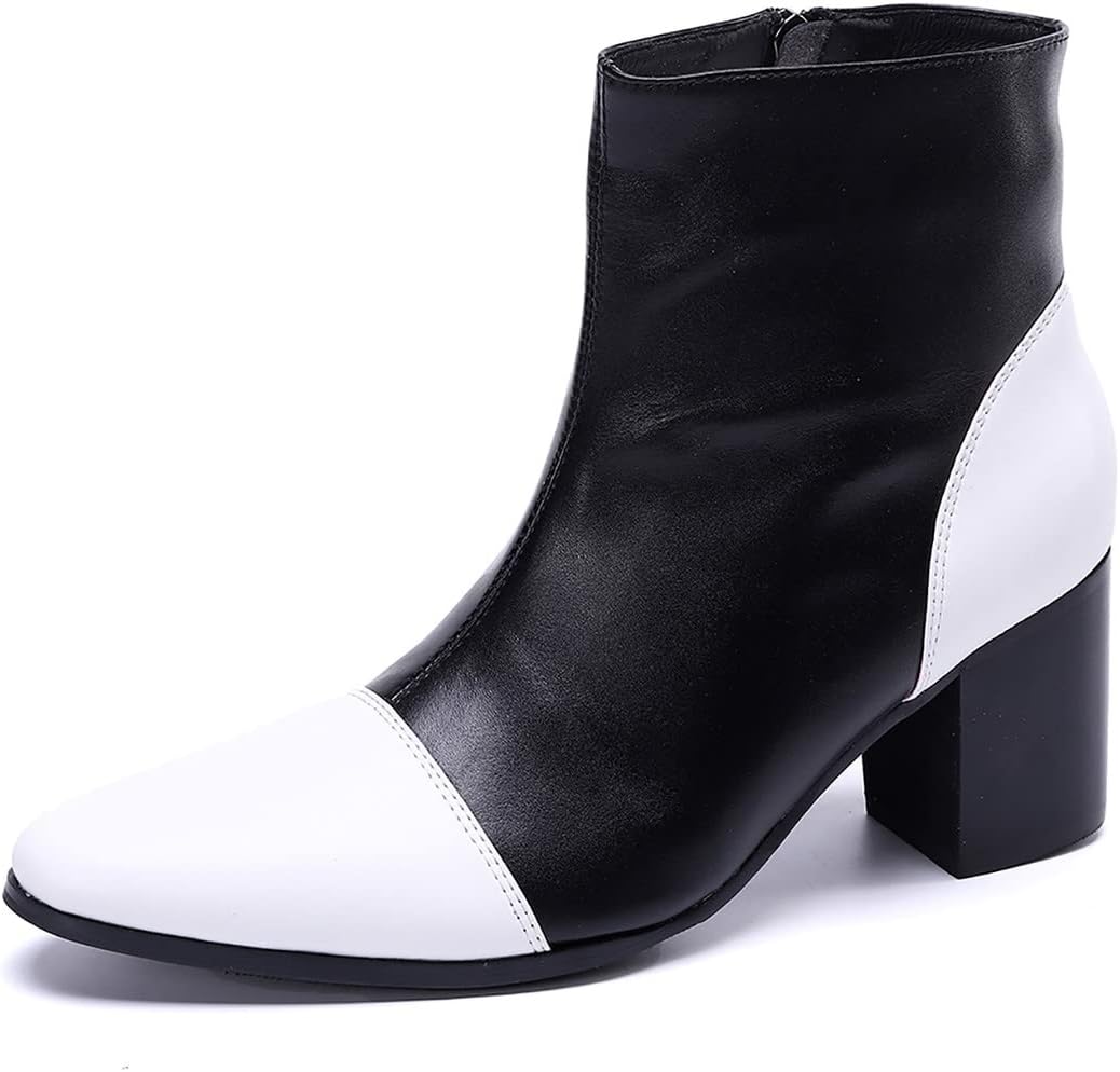 

Мужские повседневные западные ботинки Chelsea Santimon Mens Casual Dress - двухцветные ковбойские сапоги из натуральной кожи средней высоты с молнией сбоку для выпускного, бального вечера, вечеринки, дискотеки и свадьбы, белый