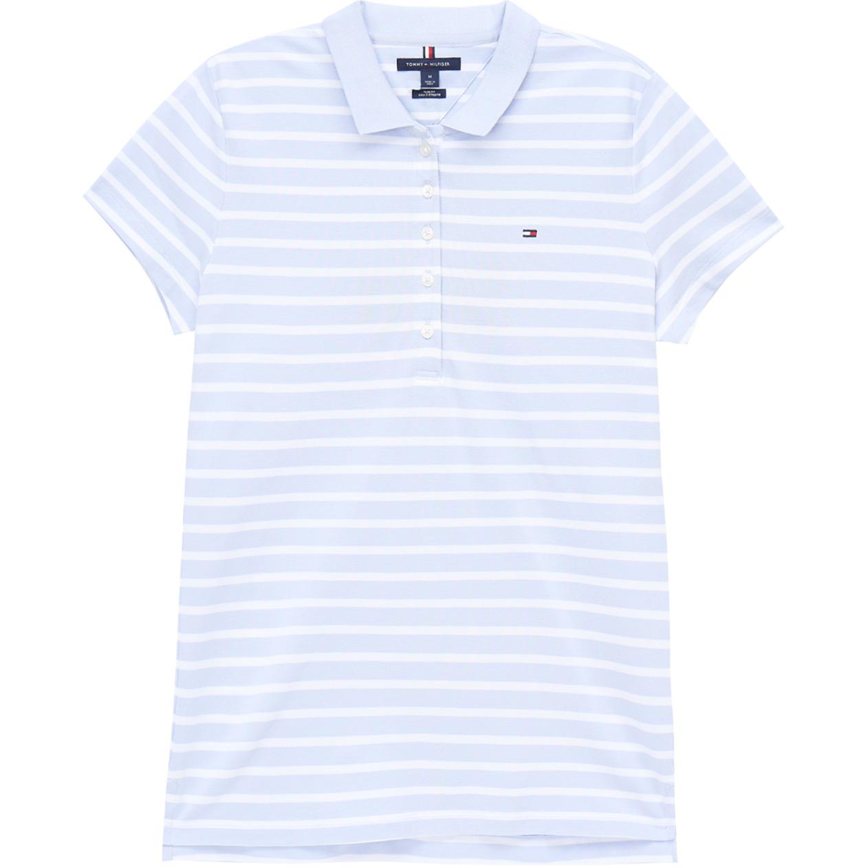 Футболка поло женская светло-голубая в белую полоску Tommy Hilfiger — фото 2