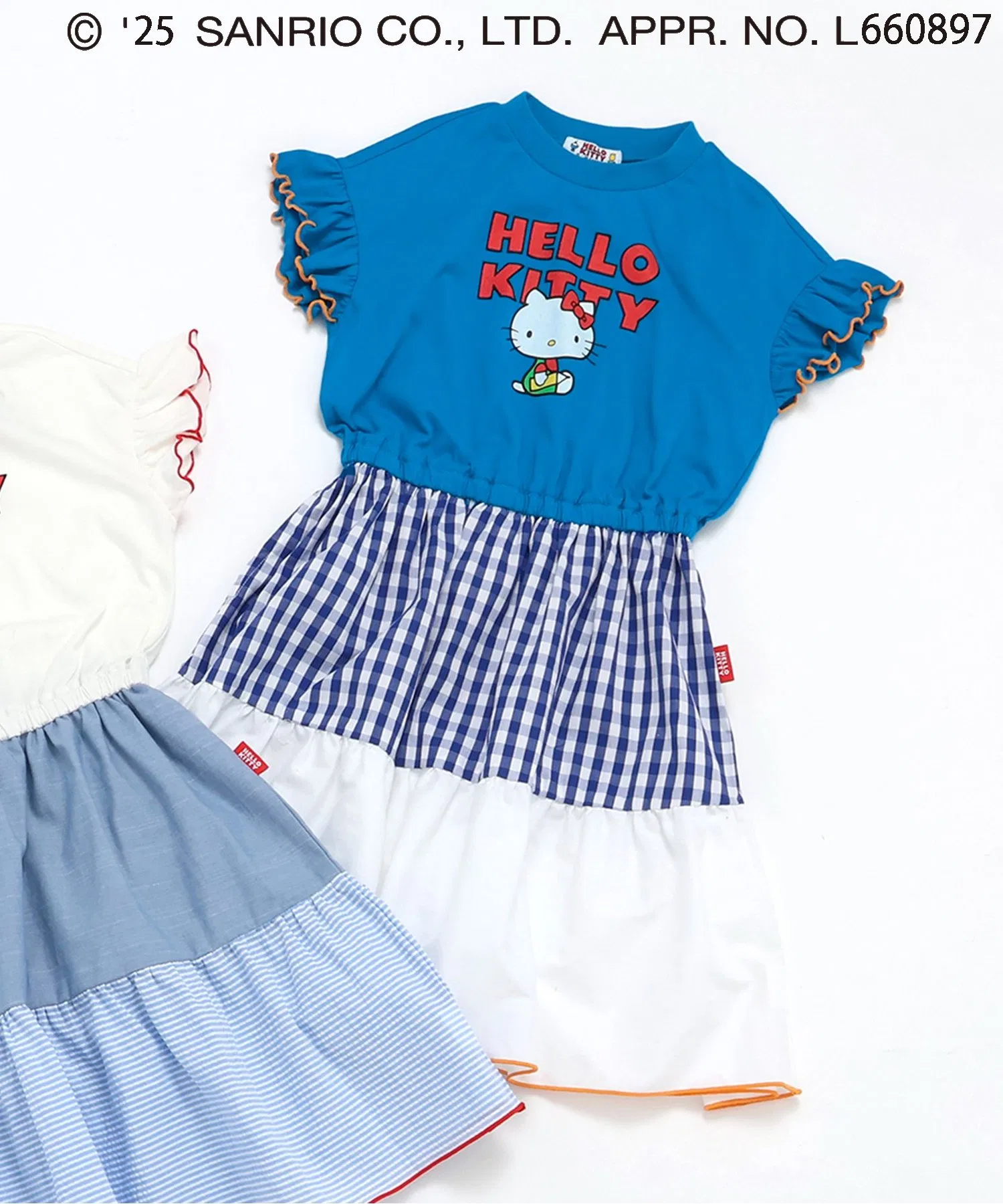 Детское платье-футболка Sanrio Hello Kitty с принтом и оборками синее
