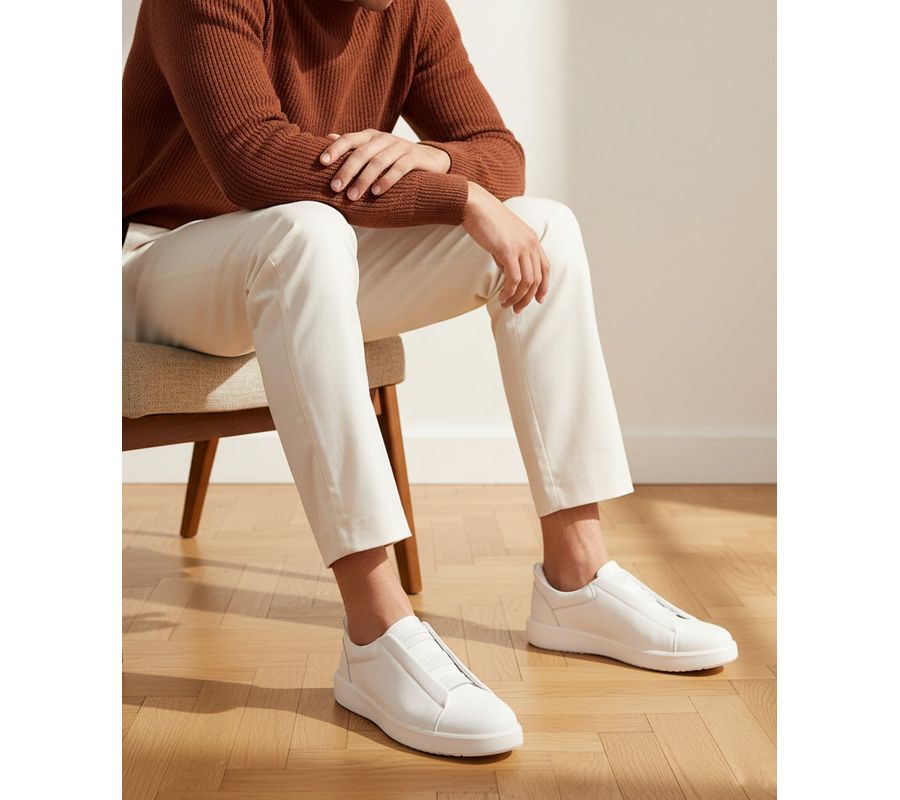 Мужские легкие кроссовки Allen St Hands-Free Slip On Technology Marc Joseph New York, White napa leather — фото 3