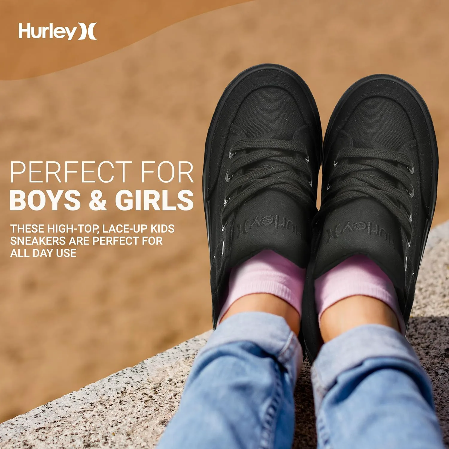 Детские высокие скейтбордные кроссовки Hurley Roddy, спортивная обувь для мальчиков и девочек, черный — фото 3