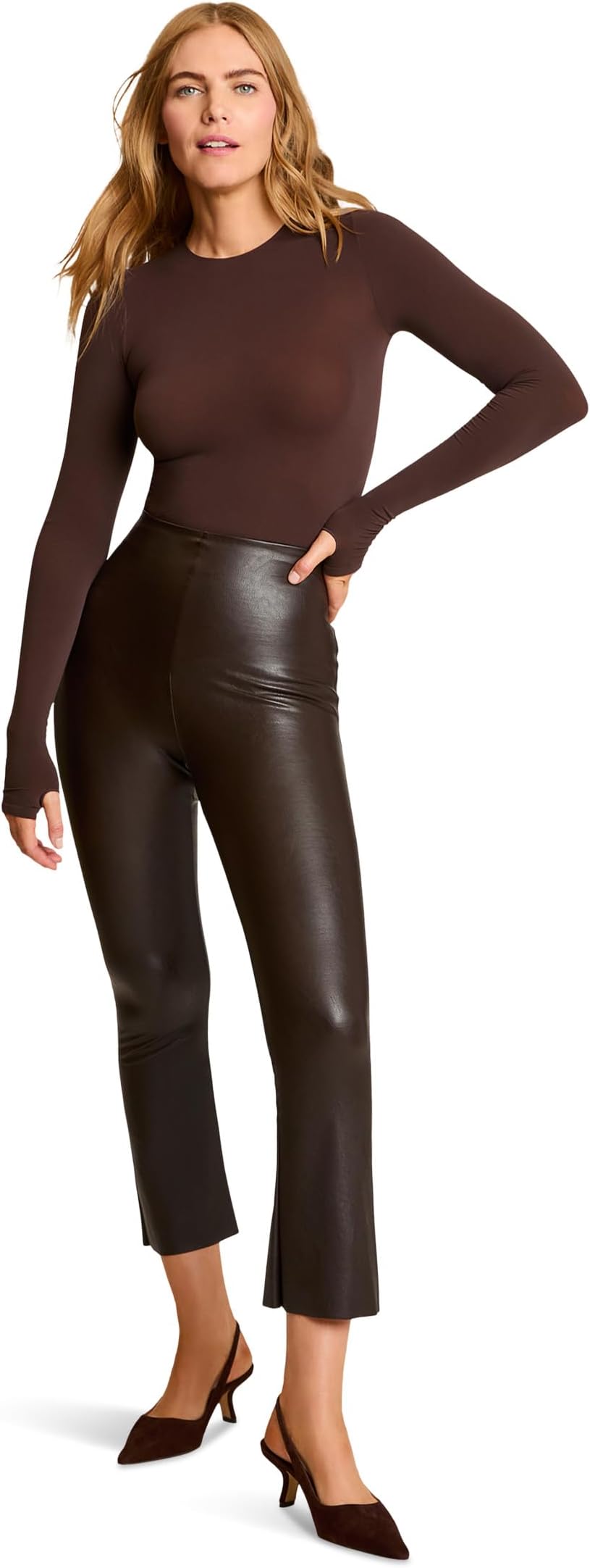 

Брюки Commando Women's Faux Leather Cropped Flare, Espresso