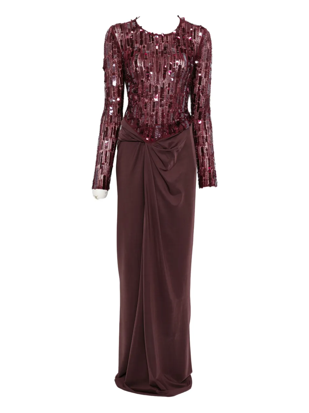

Длинное платье, украшенное пайетками Elisabetta Franchi, красный
