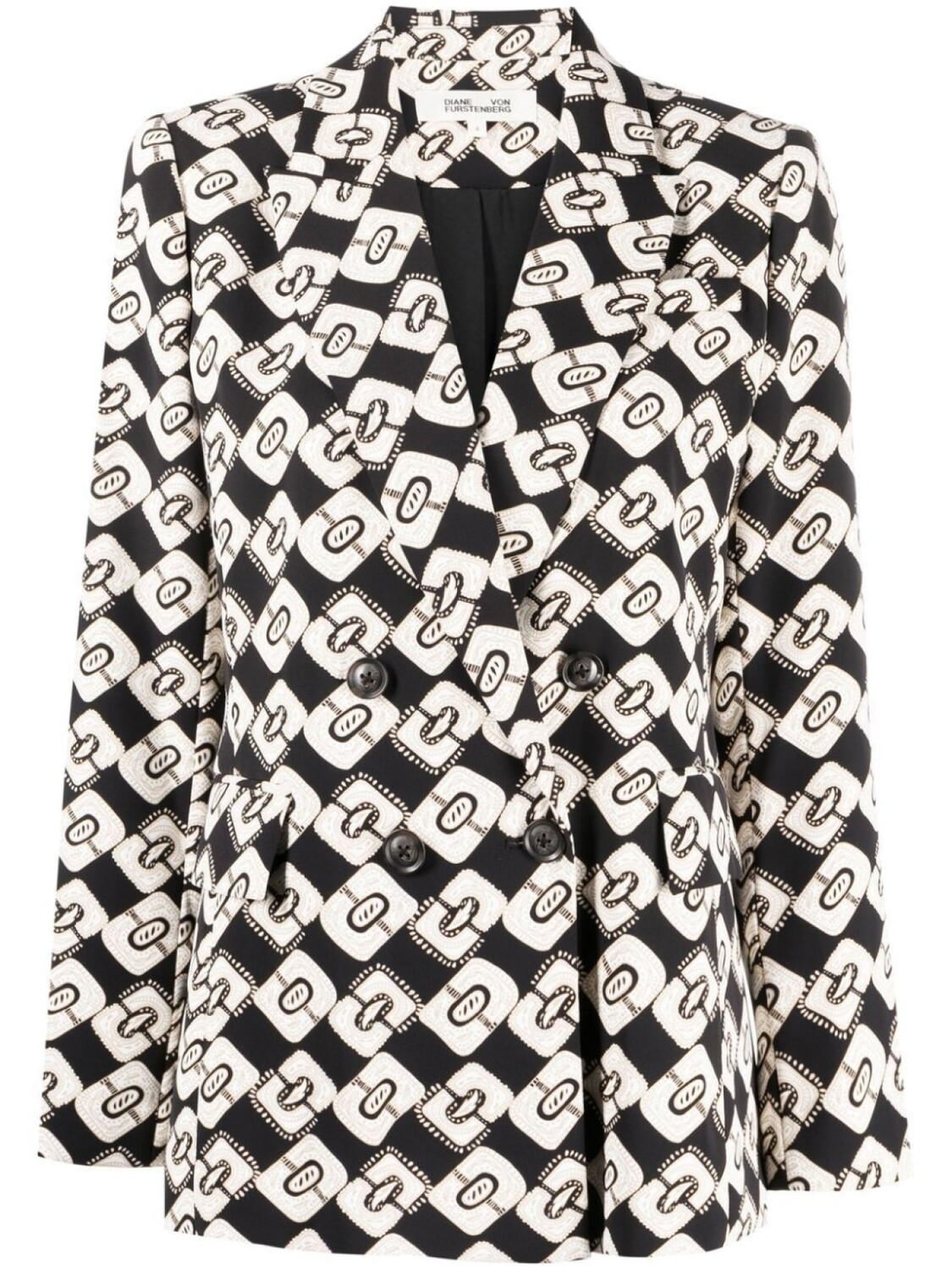 

DVF Diane von Furstenberg двубортный пиджак Gloria с графичным принтом, черный