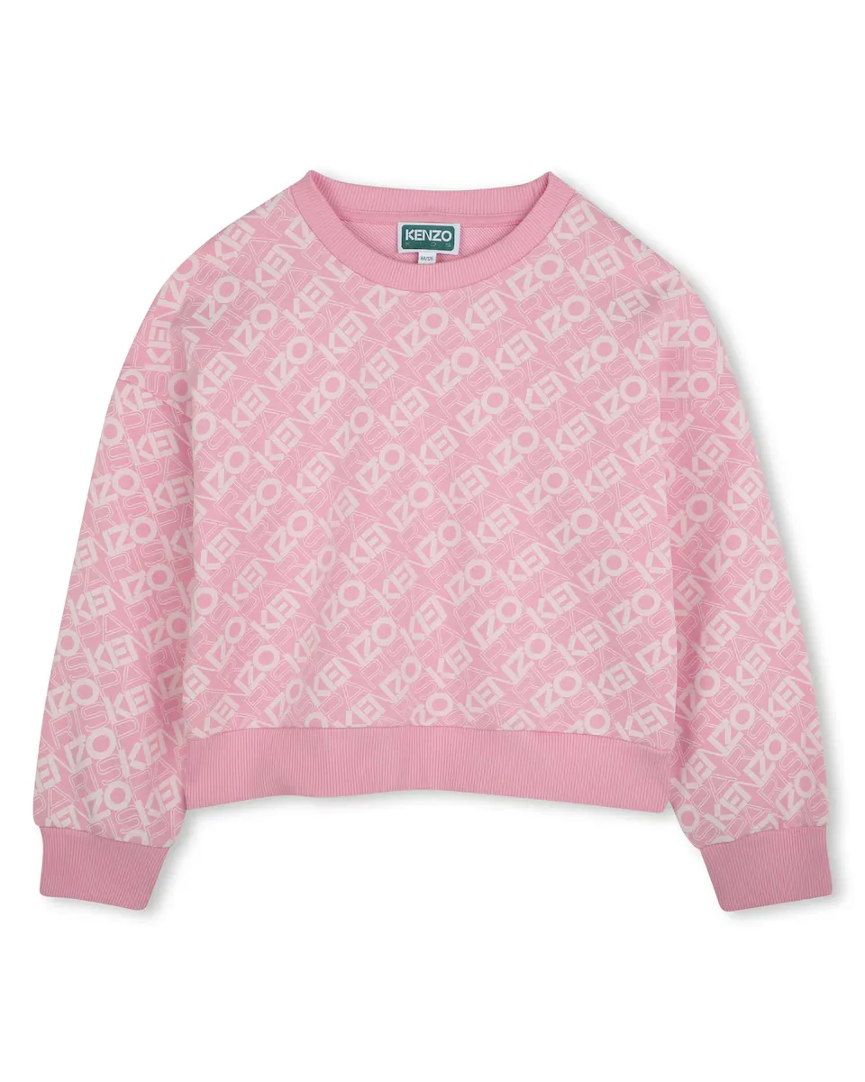 

Свитшот для девочки 100% хлопок с принтом монограммы Kenzo Kids, цвет Rosa