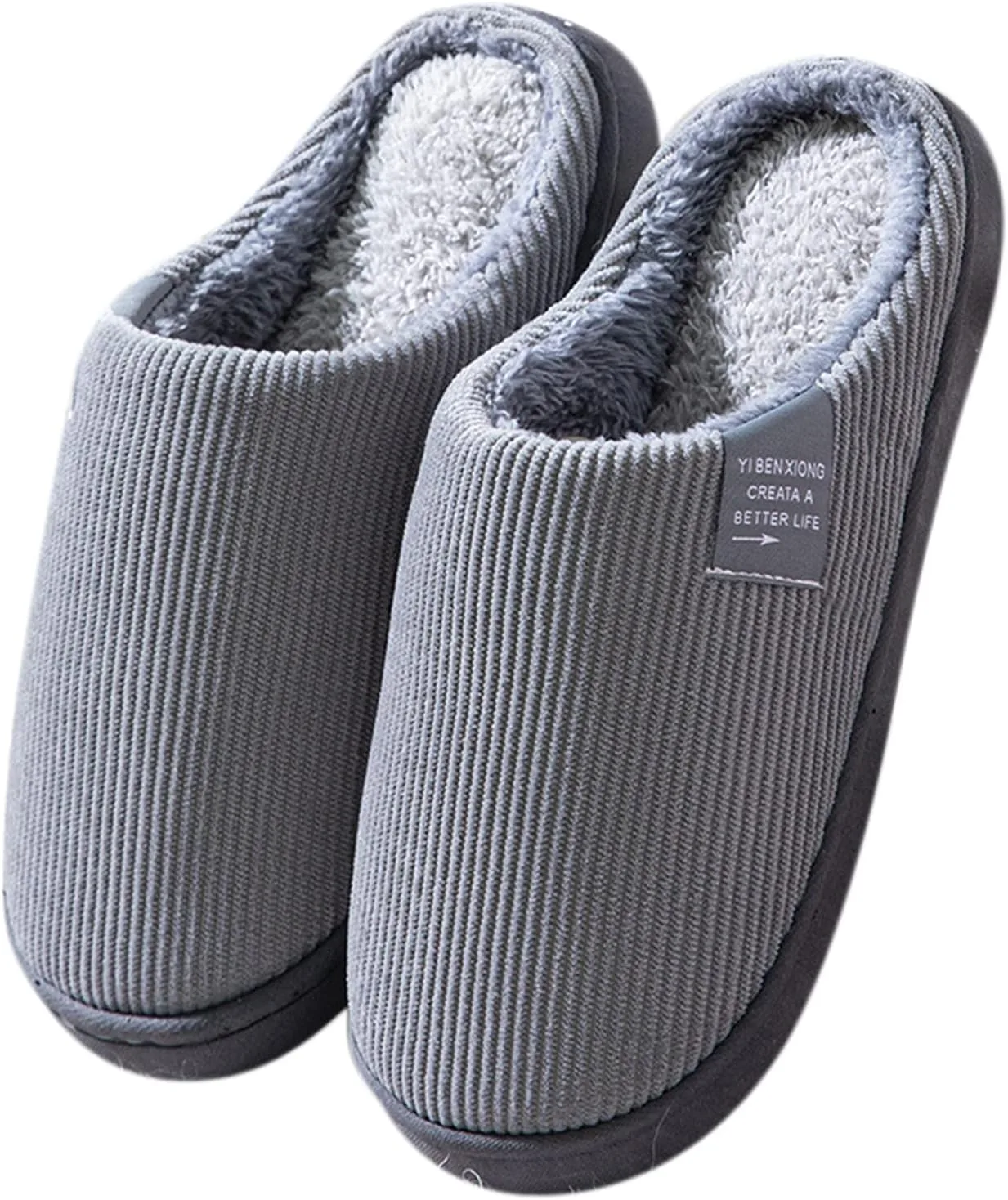 Мягкие домашние тапочки On Slip Plush для мужчин, теплые шлепанцы, мужские тапочки Generic, серый