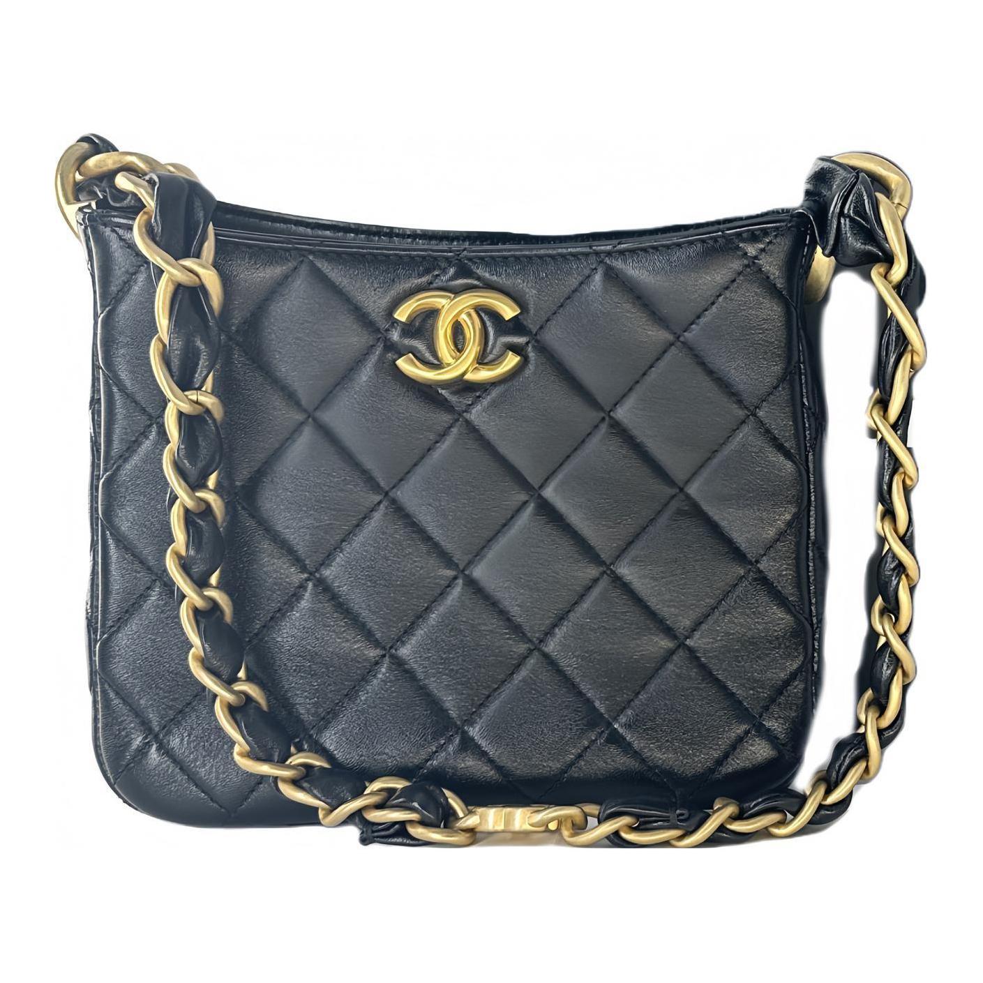 CHANEL Овчинная сумка через плечо, наплечная сумка Trumpets женская черная