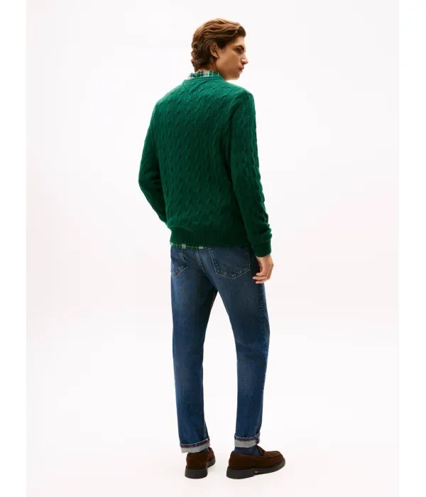 Шерстяной свитер regular fit Tommy Hilfiger, бутылочно-зеленый — фото 3