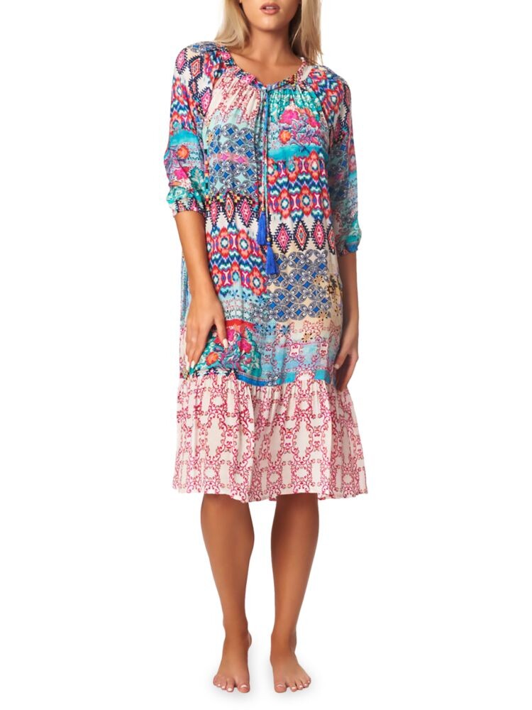 

Платье-прикрытие с воланами и принтом La Moda Clothing, цвет Tribal Ikat