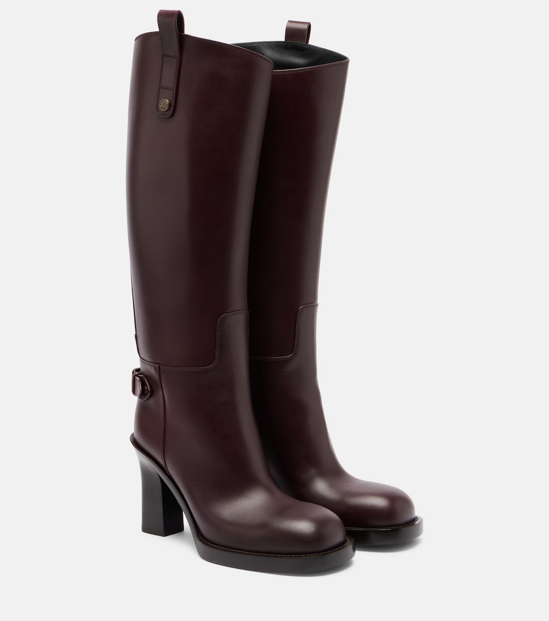 Кожаные сапоги Cavalier 85 до колена Burberry, Mahogany Red