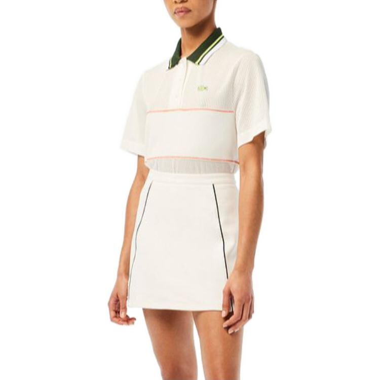 Футболка женская Lacoste, белая, классический крой — фото 4