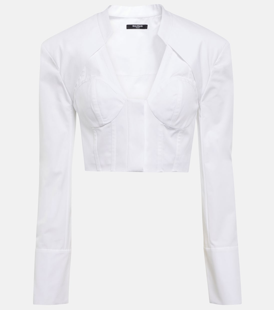 

Укороченная хлопковая рубашка Balmain, Blanc