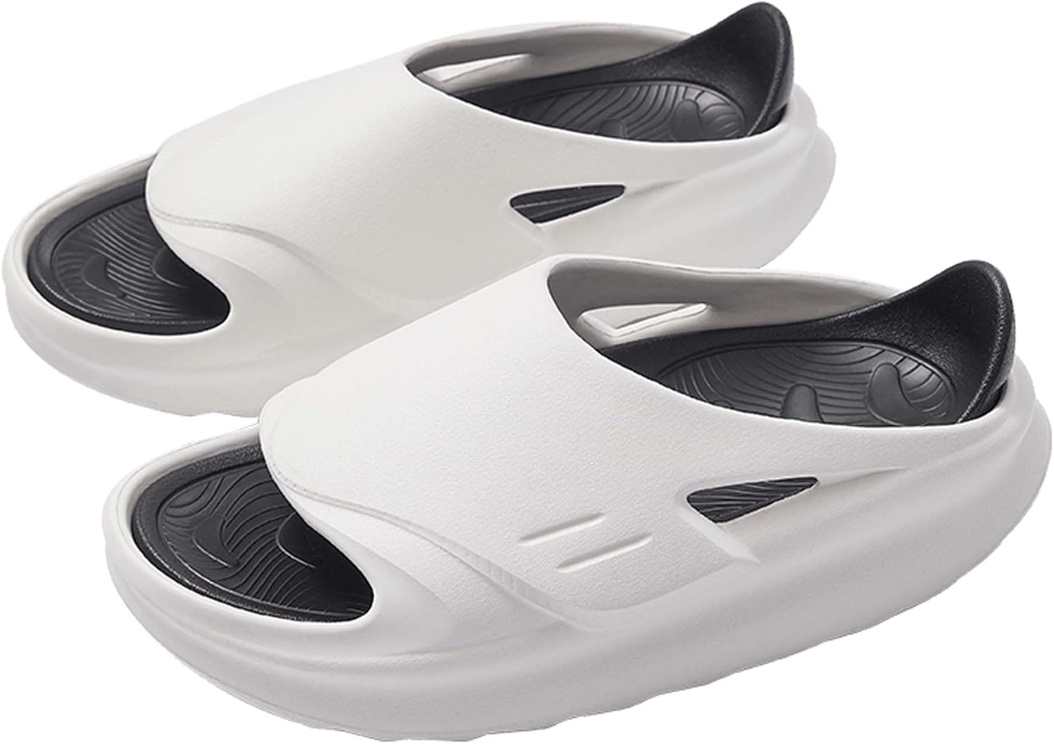 

Мужские и женские тапочки-сланцы для спорта, модный дизайн, съемная стелька, противоскользящие, с плотной амортизацией, снижают нагрузку на стопы, быстро сохнут, для душа, ванной, дома и улицы, после тренировки Vtiao, белый/черный