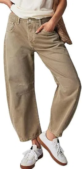 Джинсы boyfriend с принтом, A-khaki