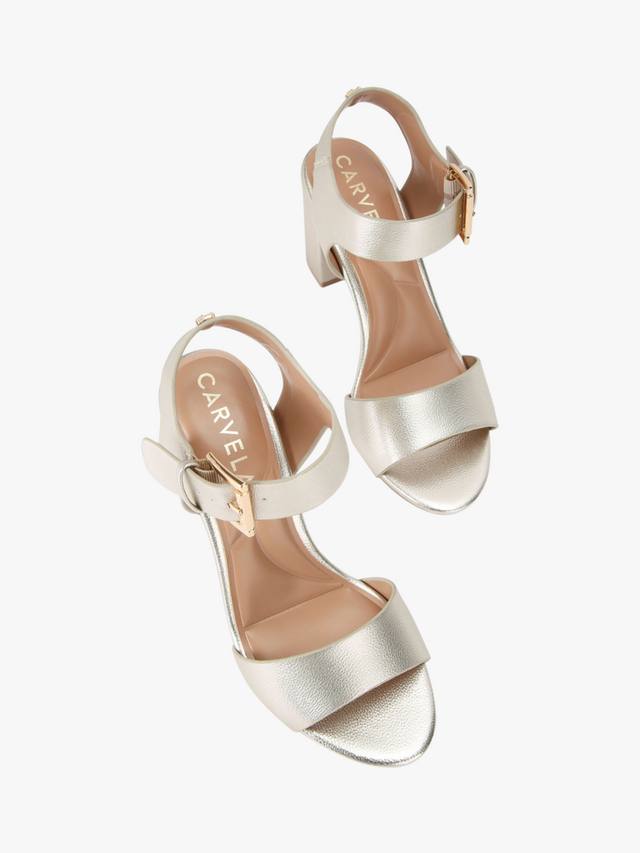 Сандалии Sadie с открытым носком и квадратным каблуком Carvela, Gold — фото 3
