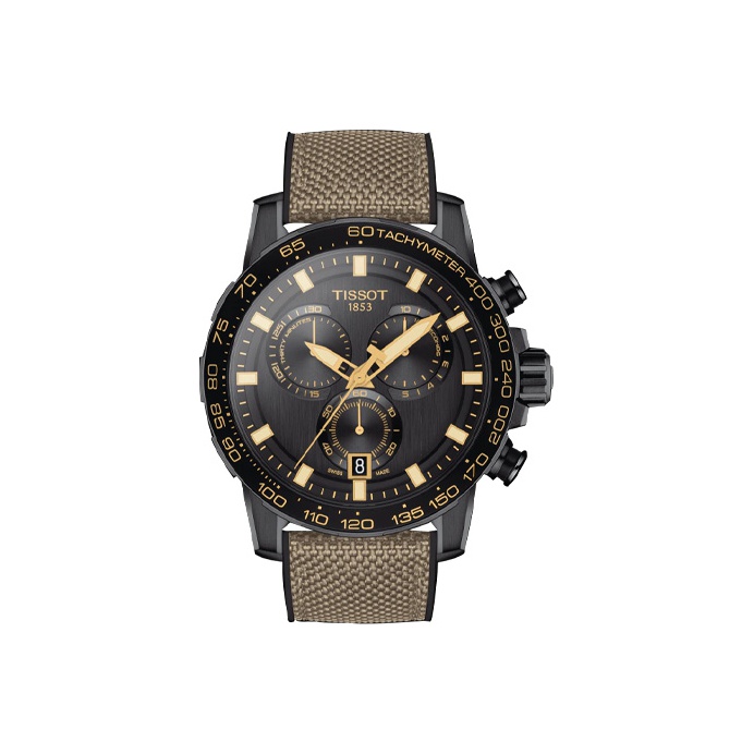 

TISSOT Часы Speedy Series Quartz Movement Men's Watch 45.5mm Black Dial Stainless Steel Case Fabric Strap