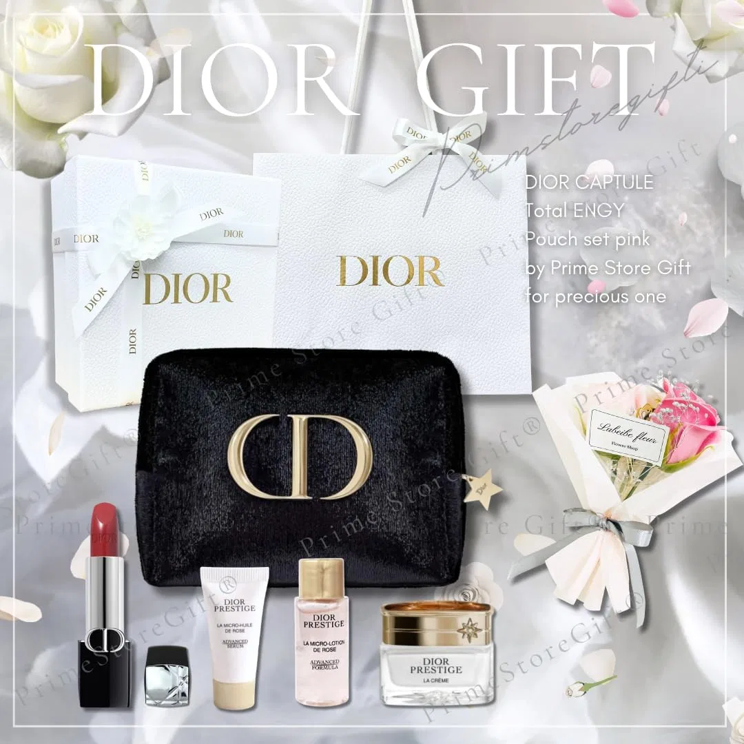 Набор средств по уходу Dior Prestige Travel Set (тонер, сыворотка, крем) + помада — фото 2