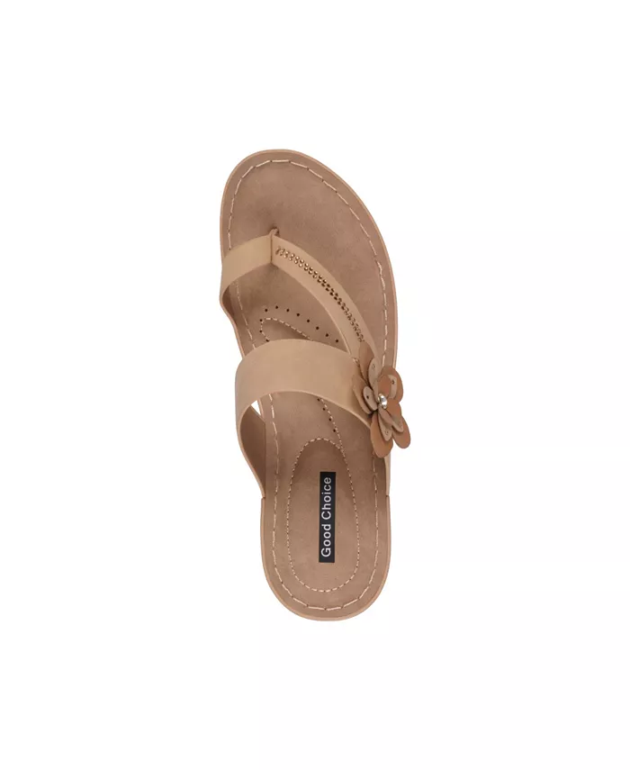 Женские босоножки Taryn на платформе с цветочным принтом GC Shoes, коричневый/бежевый — фото 4