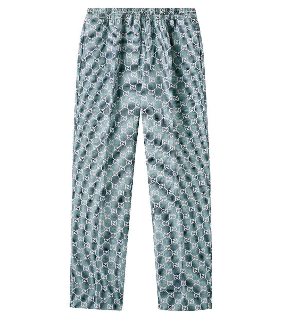 

GG Canvas хлопковые прямые брюки Gucci Kids, Ivory/Turquoise/Mc