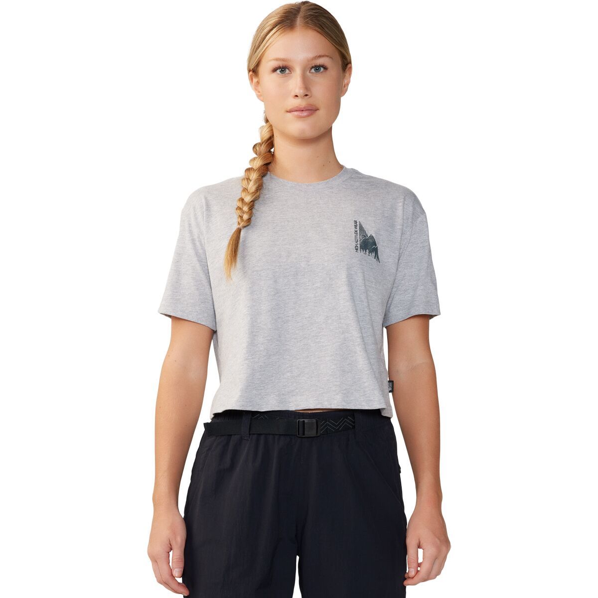 

Короткий укороченный топ с короткими рукавами и прямым кроем Jagged peak Mountain Hardwear, серый