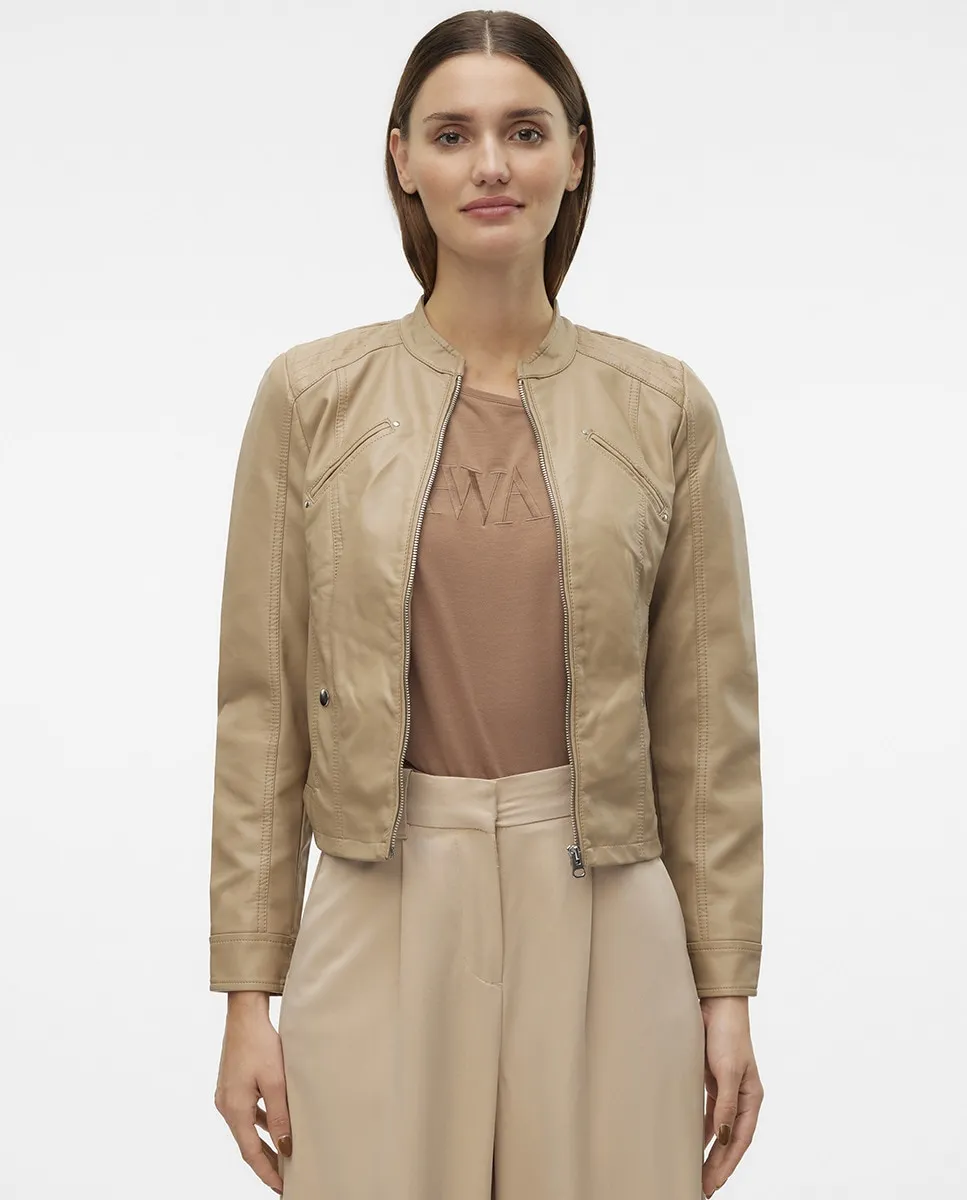 

Женская куртка из искусственной кожи с воротником Perkin Vero Moda, цвет Crudo