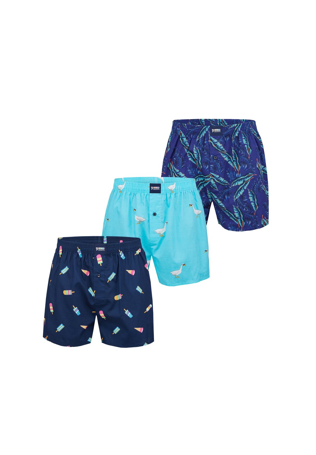 

Боксеры WITH PRINT 3-PACK Happy Shorts, синий