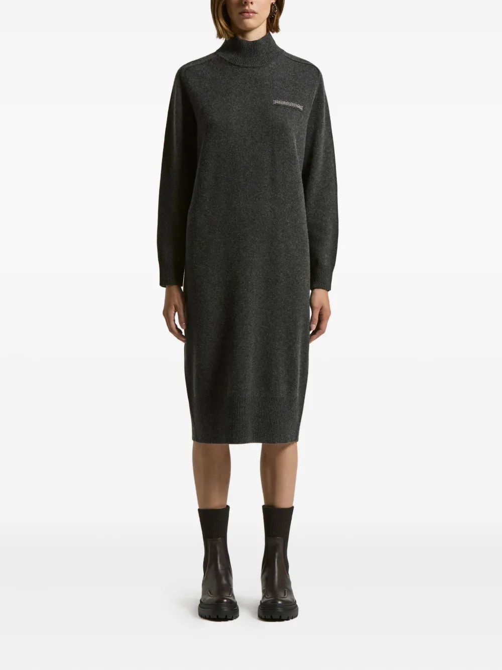 

Кашемировое платье на груди Peserico, серый