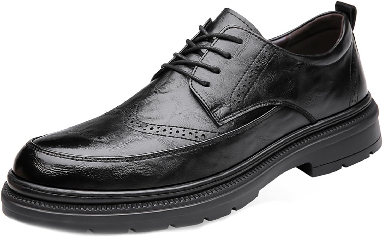 

Мужские оксфорды с крыльями на платформе, классические кожаные туфли с шнуровкой низкого верха, удобные туфли для смокинга, формальные дерби Etoryoox, черный