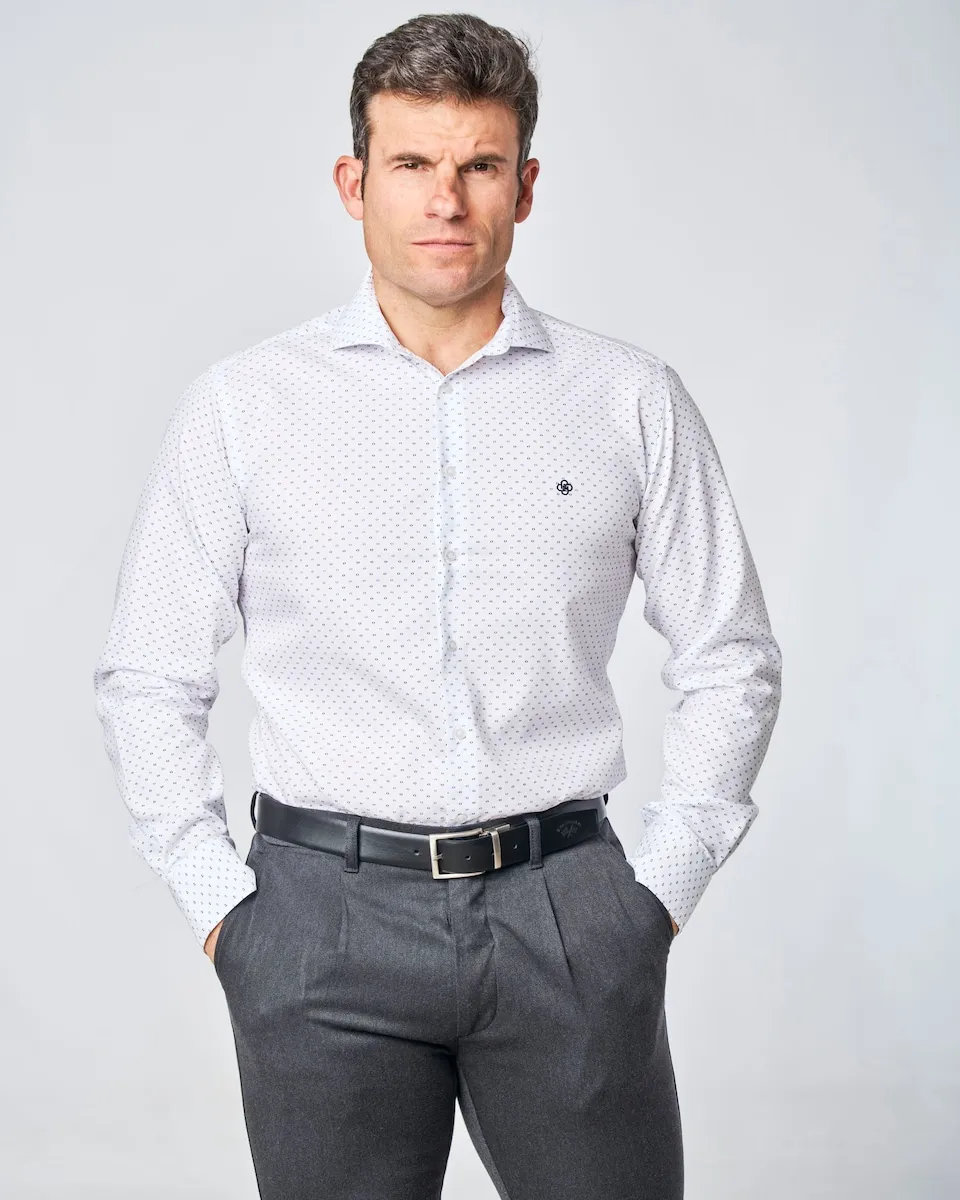 

Мужская рубашка поплин классического кроя с фантазийным принтом Spagnolo, многоцветный