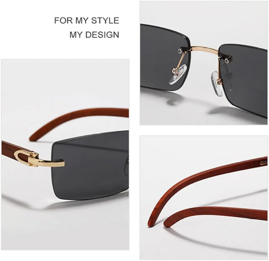 

Солнцезащитные очки MUTYNE Cutting Square для мужчин, винтажные, без оправы, деревянные, серо-коричневые, в стиле хип-хоп, для вождения, женские, UV400, C01