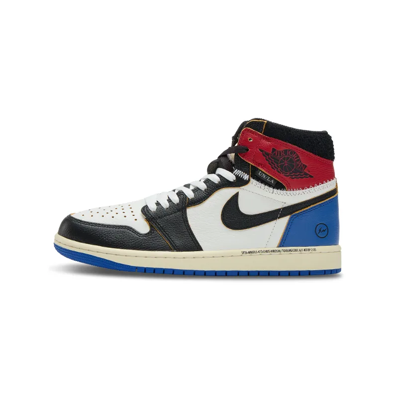 Jordan Union X Fragment Design Air 1 High Top Vintage баскетбольные кроссовки Unisex Black White Blue