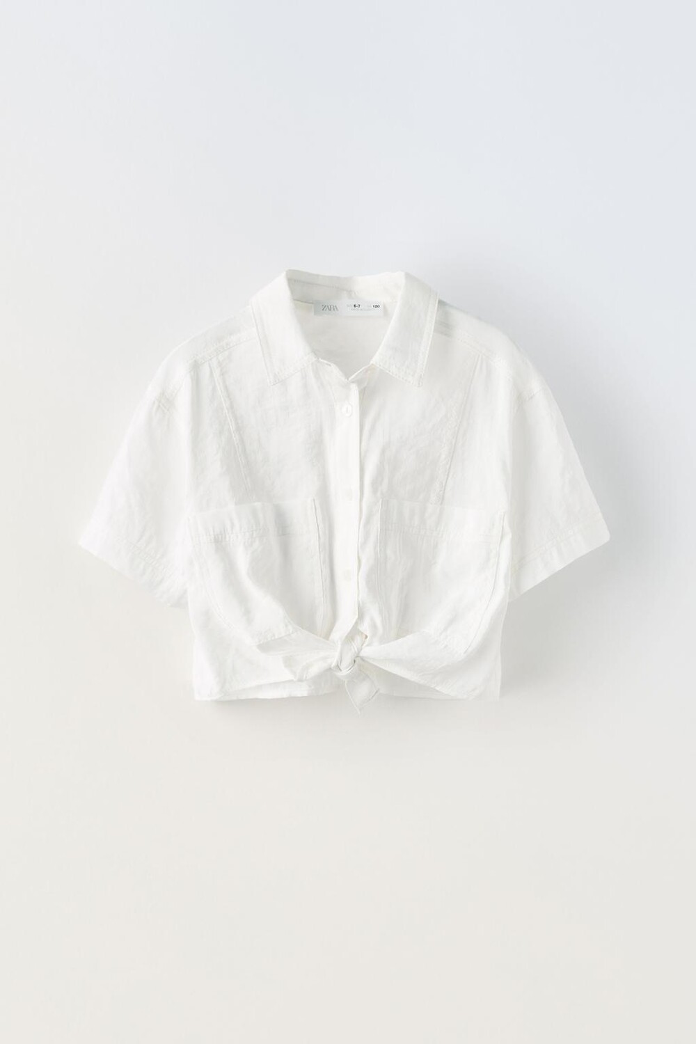 

Струящаяся рубашка с узлом ZARA, белый