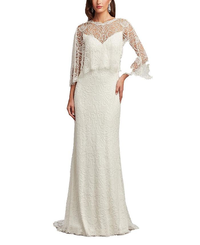 

Платье Tadashi Shoji Eagen с драпировкой и вышивкой, слоновая кость/кремовый