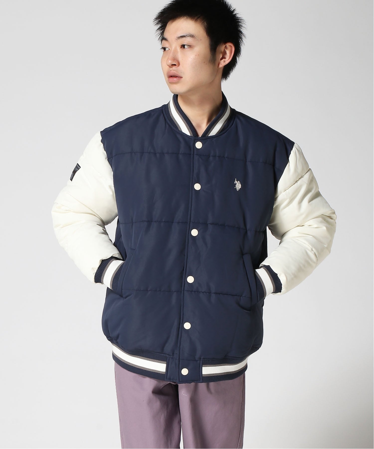 Американская ассоциация поло / (М) Стеганая университетская куртка U.S. Polo Assn., navy — фото 4