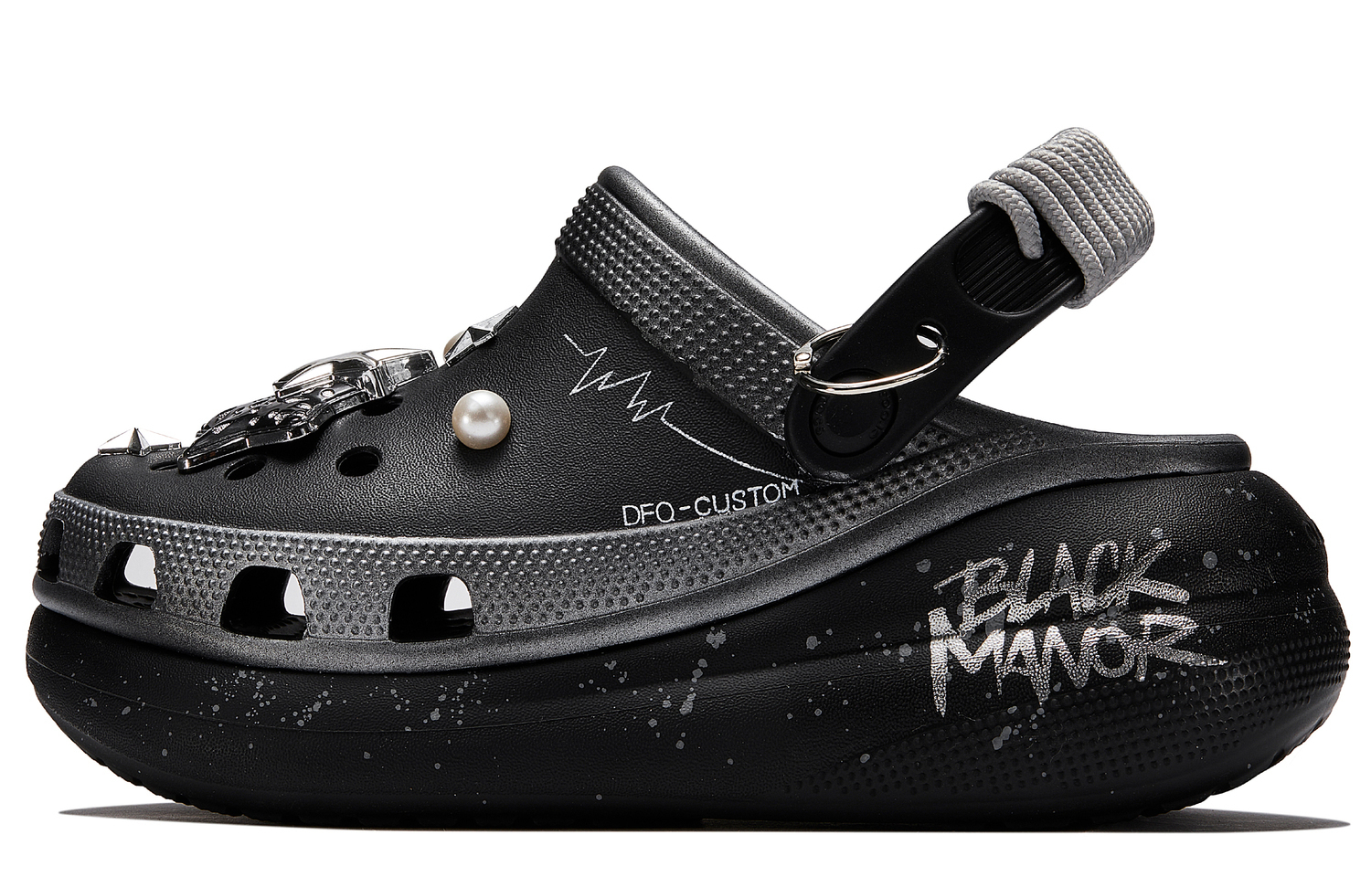 Кроссовки Crush Clog ADCDAVINCI Custom, унисекс кроксы Night Star Silver Black, черно-серебристые