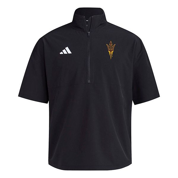 Мужская черная тренировочная куртка arizona state sun devils 2024 с полузастежкой и коротким рукавом Adidas — фото 3