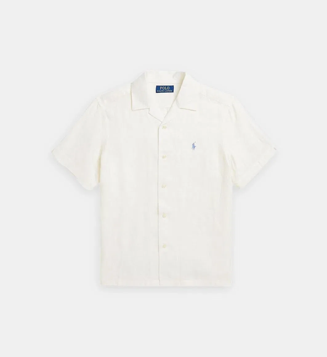 Подписанная прямая рубашка из льна Polo Ralph Lauren, бежевый