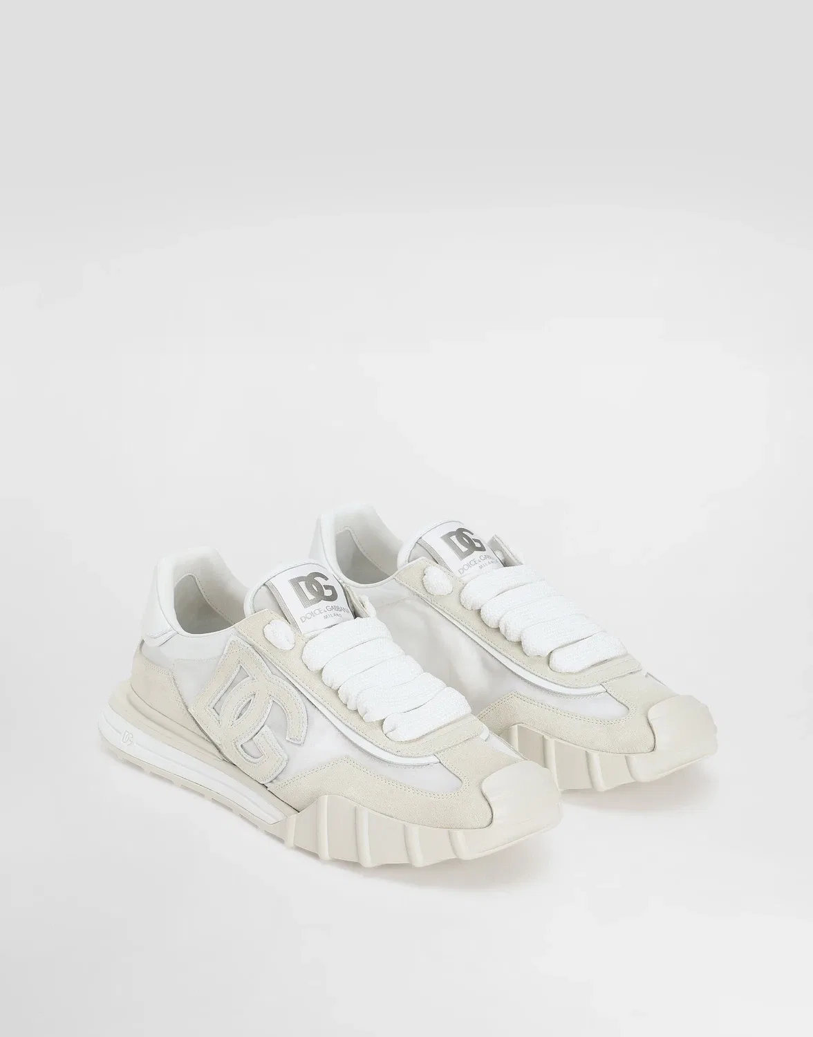 Кроссовки DG Athletic из ткани и телячьей кожи DOLCE & GABBANA, бежевый — фото 2