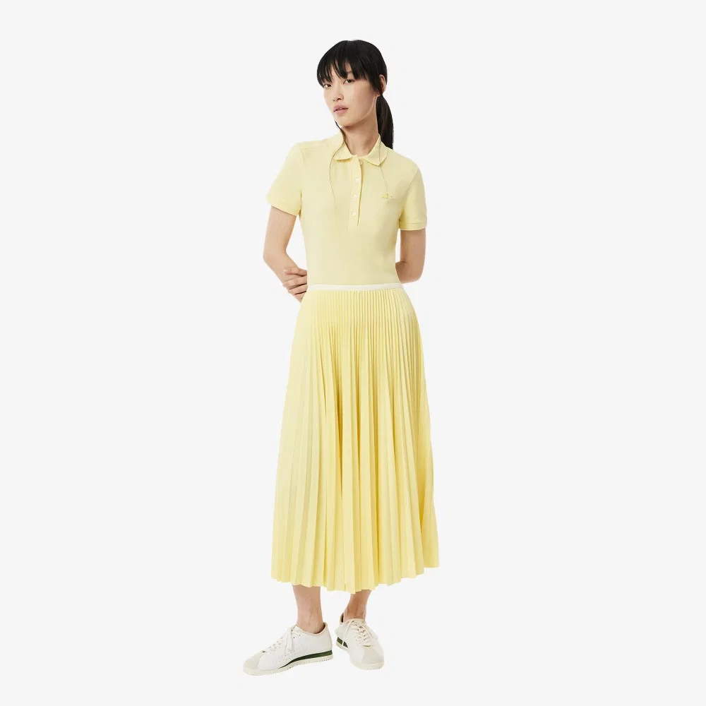 Юбка Lacoste Essential плиссированная длинная светло-жёлтая