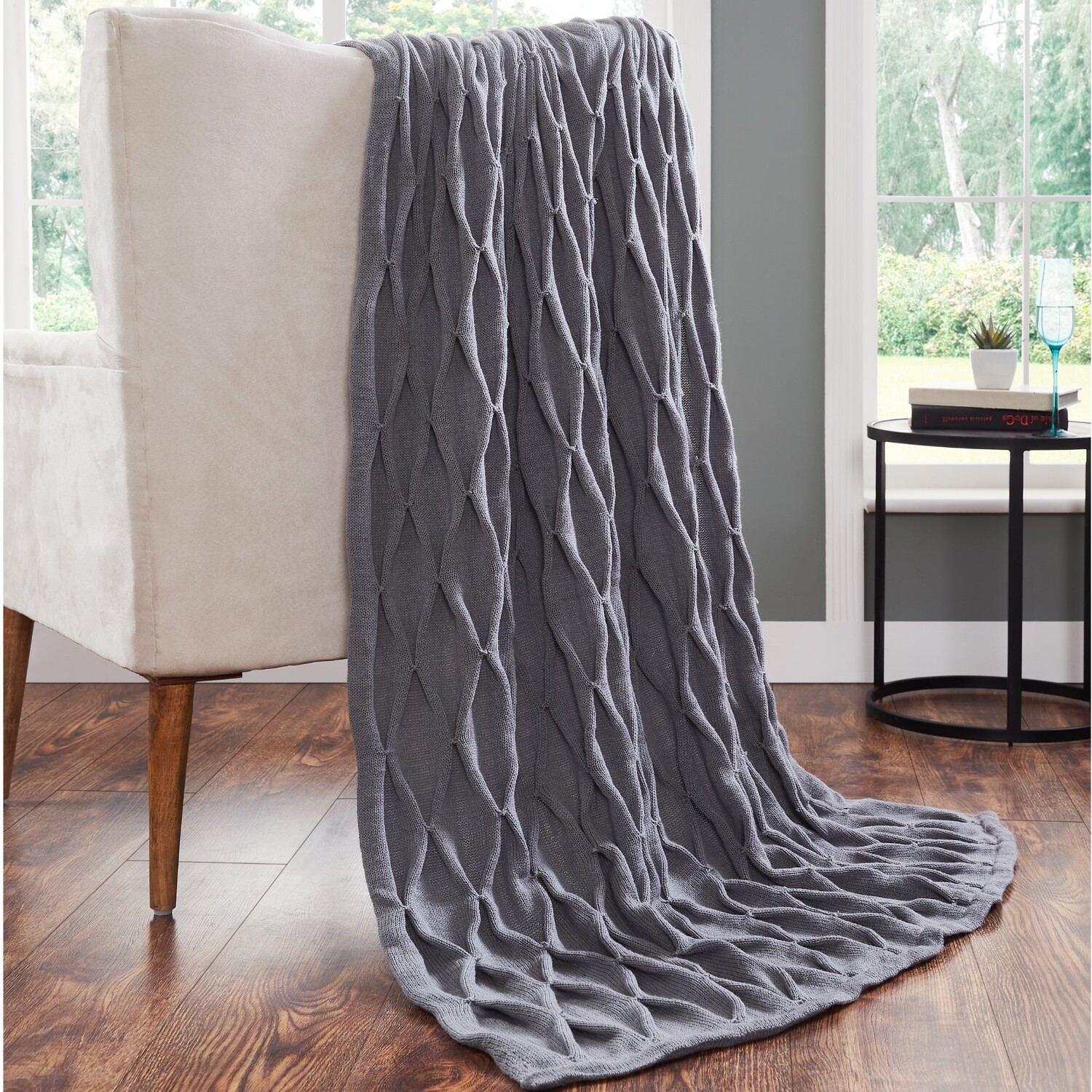 

Плед Modern Threads Samira из акрила с украшением, цвет Charcoal
